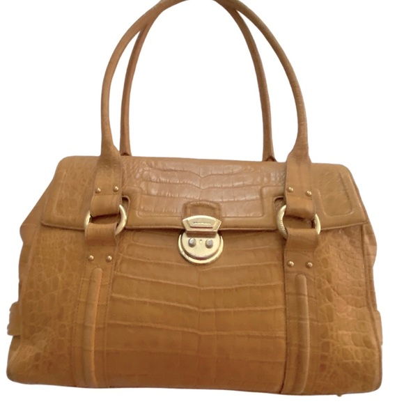 Vintage Brahmin Crocodile Yellow Satchel 🐊